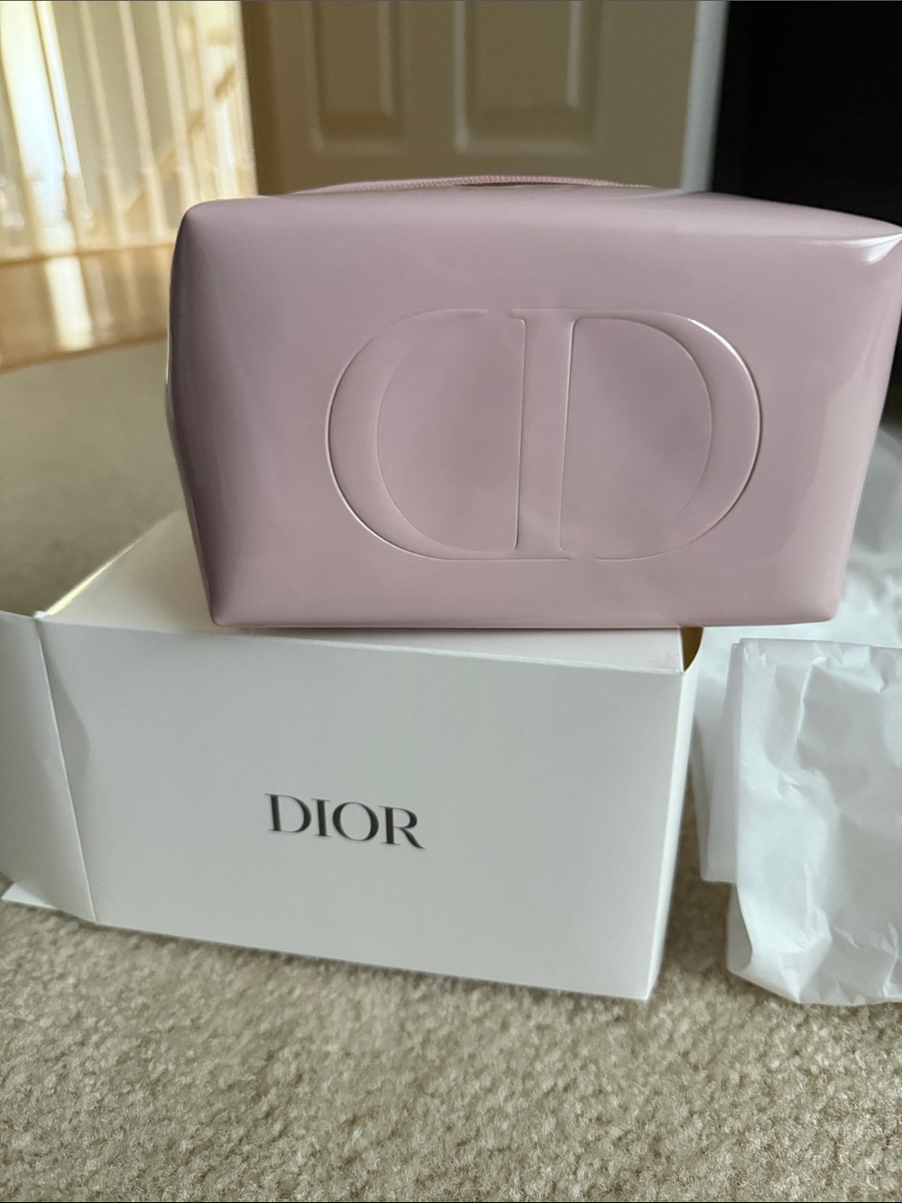 Dior Glossy Pale Pink Patent CD Cosmetic Pouch